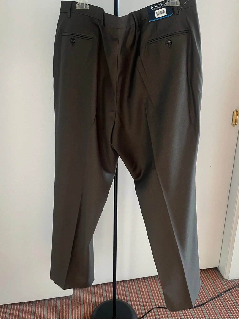 NWT Nautica Dress Pant Performance Mast 100% Wool Flat Front Olive 🫒 Green Sz 44